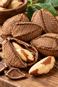 Brazil nuts in their natural textured shells