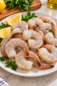 Clean deveined shrimp ready for cooking