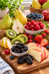 natural remedy for constipation with pears kiwi berries and fiber-rich fruit