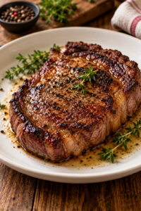 juicy steak with a deeply browned crust and tender interior