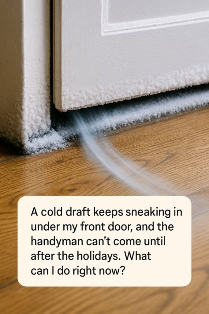 cold draft under front door showing air entering through the bottom gap