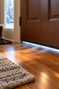 cold draft under front door showing air entering through the bottom gap
