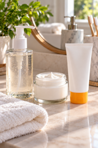 safer skincare routine for dark spots and wrinkles instead of baking soda on the face