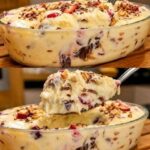 no-bake Christmas dessert with creamy fruit and nuts