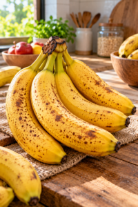 Ripe spotted bananas ready for eating or baking