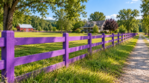 Purple painted fence along private rural property